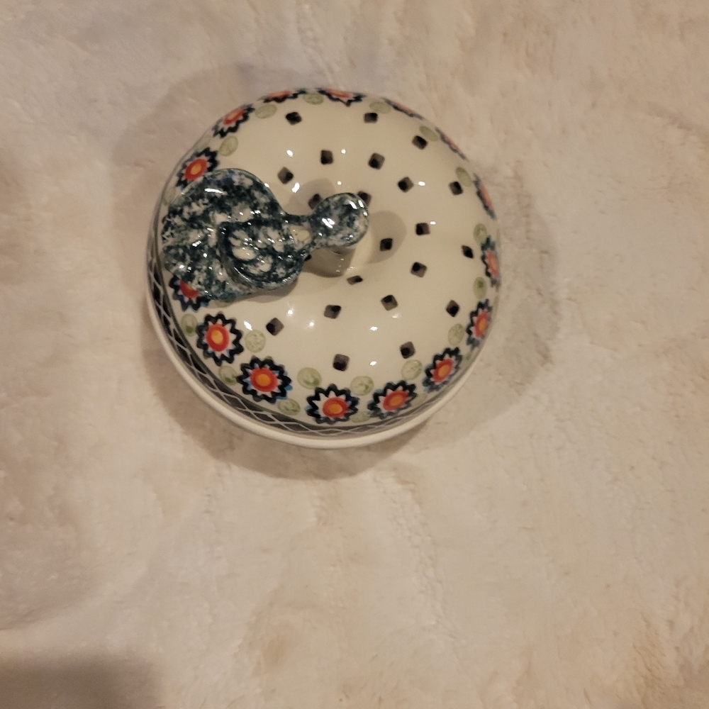 Polish Pottery 5" Stoneware Apple Shaped Jar